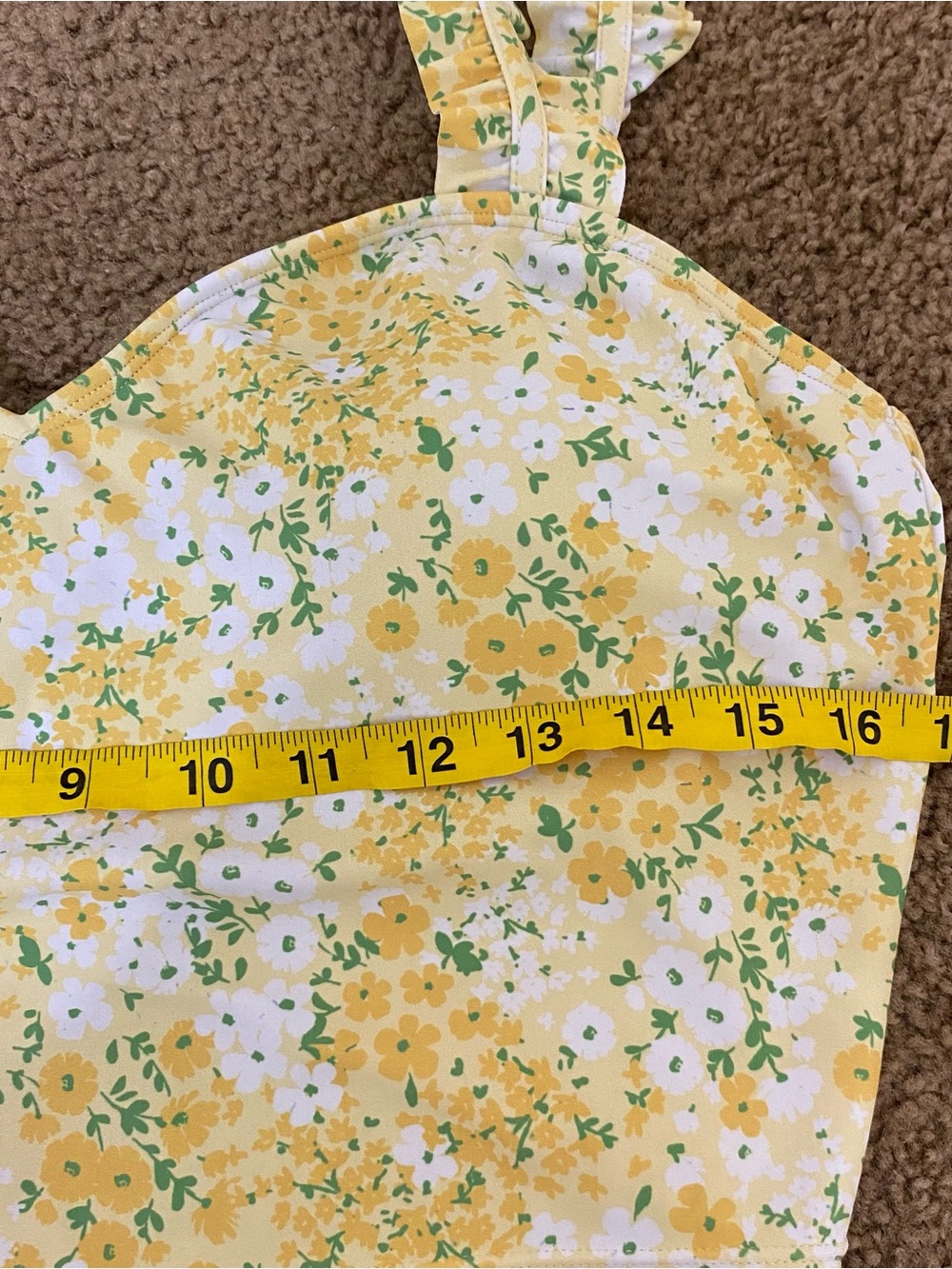 Yellow Floral Ruffle-Strap Bikini Top - Picture 5 of 6